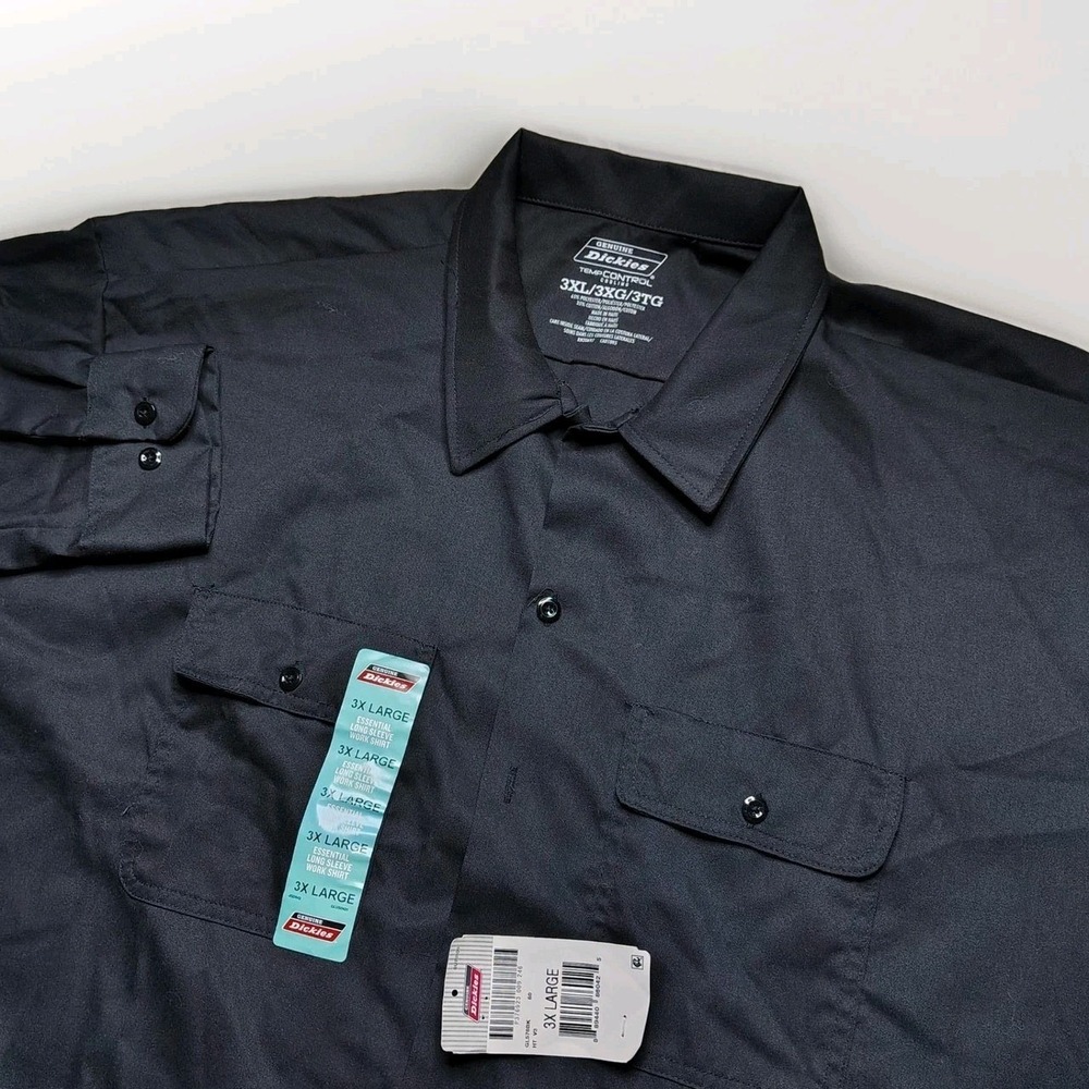 Dickies 3XL Large Long Sleeve Essential Work Shirt Temp Control Cooling Black